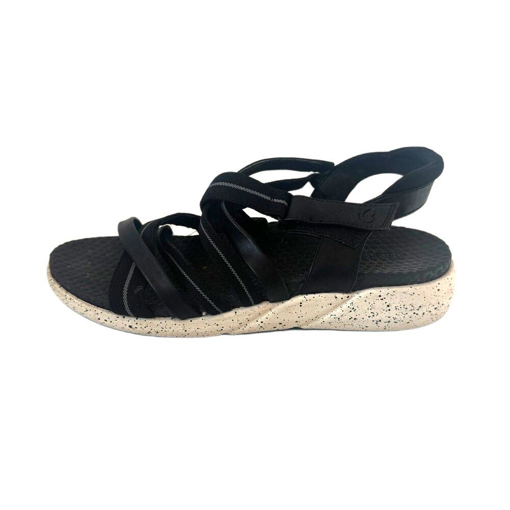 Baretraps Gracee Rebound Black Strappy Sport Sandals Speckled Sole Women’s 10